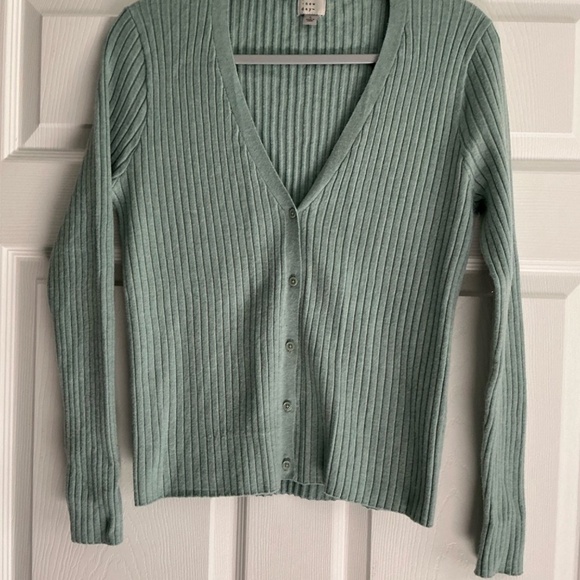 💚 a new day Women's Button-Up Ribbed Cardigan - Soft Green - Picture 4 of 5